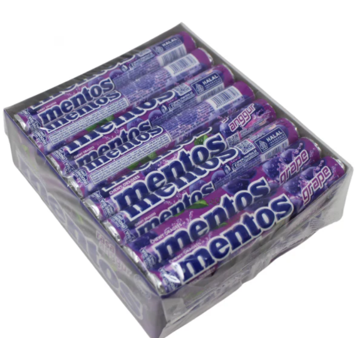 Mentos 24 Rolls (Peach Orange) Chewy Candy Rolls – With Vitamin C