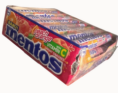 Mentos 24 Rolls (Peach Orange) Chewy Candy Rolls – With Vitamin C