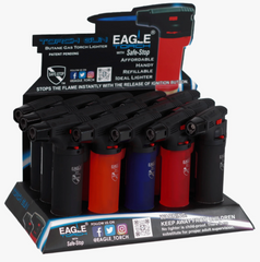 Eagle Torch PT101U Medium Transparent Torch Gun – Refillable Butane Lighters – 15ct Wholesale Display Box