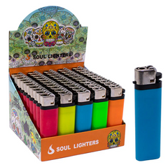 SOUL Neon Disposable Lighters – Flint Wheel, 50-Pack