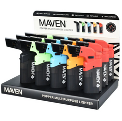 Maven Popper Multi-Purpose Pocket Torch Lighter – 15ct Display (Built‑in Bottle Opener)