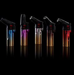 Maven Alpha+ Chrome Torch Lighters – Refillable Jet Flame, Rotatable Nozzle – 15ct Assorted Display for Wholesale