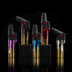 Maven Alpha+ Chrome Torch Lighters – Refillable Jet Flame, Rotatable Nozzle – 15ct Assorted Display for Wholesale