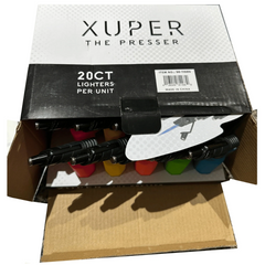Xuper The Presser Refillable Torch Lighters – 20 Count Display | Windproof, Adjustable Flame & Child-Resistant