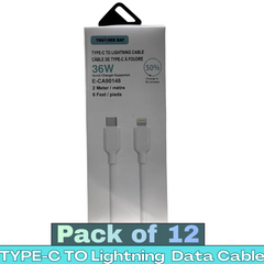 THUNDER BAY 36W Type-C to Lightning Fast Charging Data Cable – 2m (6ft) Quick Charge iPhone Cable | Pack of 12 | Item No. E-CA90148