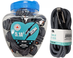 THUNDER BAY Lightning to USB Braided Fast Charging Cable – 1.5m (5ft), Heavy-Duty 5A Quick Charge Data Cable (16-Pack)
