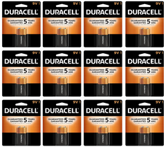 Duracell Coppertop 9V Alkaline Batteries – 1-Count per Pack (12 Packs) | Long-Lasting Power & Reliable Performance