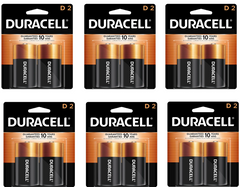 Duracell Coppertop D Alkaline Batteries – 2-Count per Pack (6 Packs) | Reliable D-Cell Power for Devices