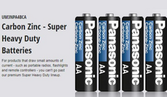Panasonic Super Heavy Duty AA Carbon Zinc Batteries – 4-Count per Pack, (12 Packs)
