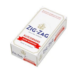 Zig-Zag White Kutcorners Rolling Papers – Single Wide | Natural, Slow-Burning | 25 Packs per Carton (100 Leaves per Pack)