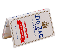 Zig-Zag White Kutcorners Rolling Papers – Single Wide | Natural, Slow-Burning | 25 Packs per Carton (100 Leaves per Pack)