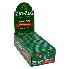 Zig-Zag Green Wetproof Free-Burning Rolling Papers – Single Wide | 25 Packs per Carton (100 Leaves Each)