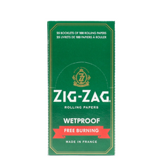 Zig-Zag Green Wetproof Free-Burning Rolling Papers – Single Wide | 25 Packs per Carton (100 Leaves Each)