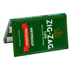 Zig-Zag Green Wetproof Free-Burning Rolling Papers – Single Wide | 25 Packs per Carton (100 Leaves Each)