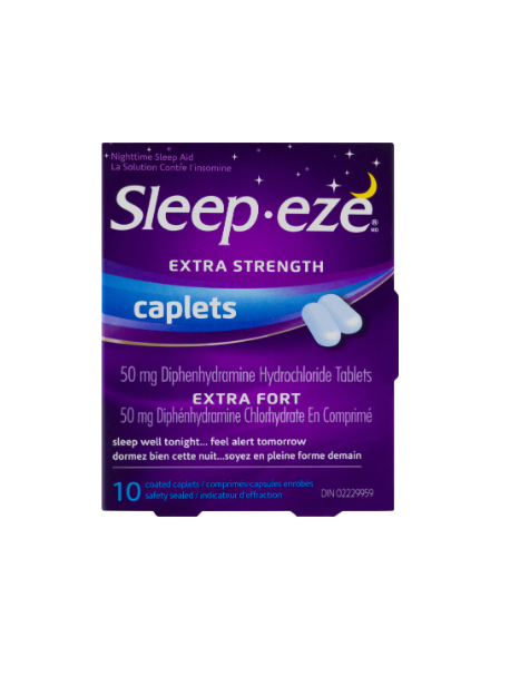 Sleep-eze Extra Strength 50mg Diphenhydramine Hydrochloride Tablets Nighttime Sleep Aid Coated Caplets 10ct Pack Of 12