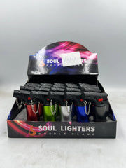 Soul Lighters Premium Double Flame Pocket Torch Lighter with Nozzle Cap Chain (Display of 20)