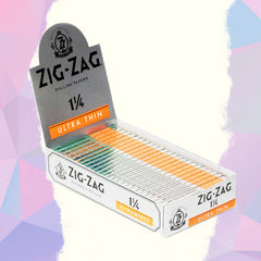 Zig-Zag Silver Ultra Thin Slow Burning Rolling Papers – Single Wide | Carton of 25 Packs (100 Leaves per Pack)