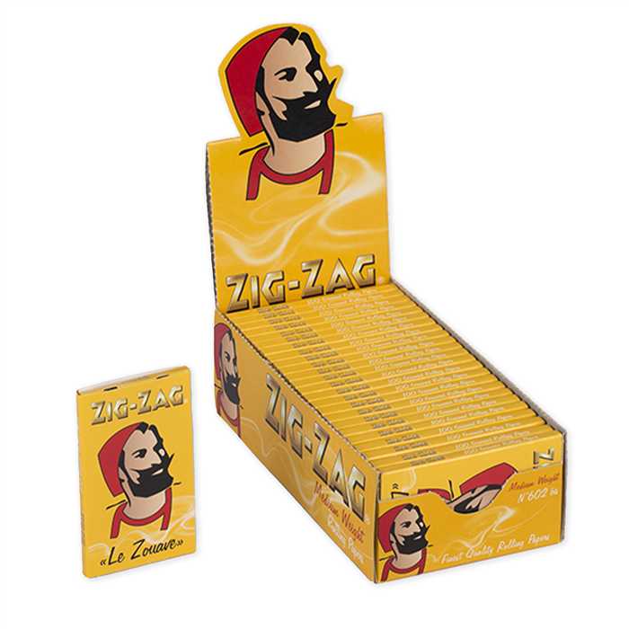Zig-Zag Yellow Medium Weight Rolling Pape | Carton of 25 Packs (100 Leaves per Pack)